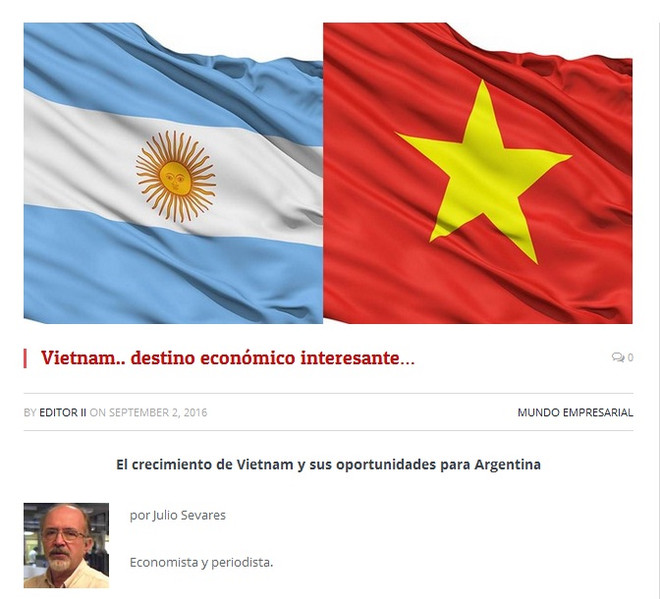 La presse argentine salue les réalisations économiques du Vietnam ảnh 1 La presse argentine salue les réalisations économiques du Vietnam ảnh 1