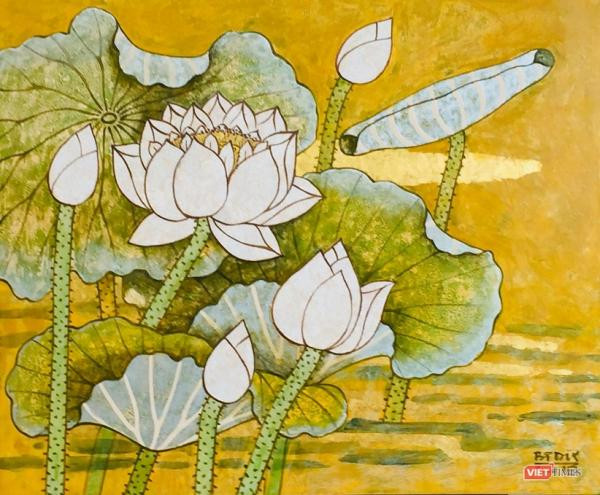 Exposition de peintures contemporaines sur le lotus ảnh 1 Exposition de peintures contemporaines sur le lotus ảnh 1