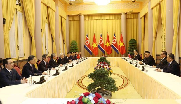 Le secrétaire général et président vietnamien s'entretient avec le président nord-coréen ảnh 1 Le secrétaire général et président vietnamien s'entretient avec le président nord-coréen ảnh 1