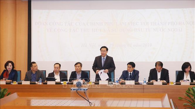 Le vice-PM Vuong Dinh Hue travaille avec Hanoï sur les IDE ảnh 1 Le vice-PM Vuong Dinh Hue travaille avec Hanoï sur les IDE ảnh 1