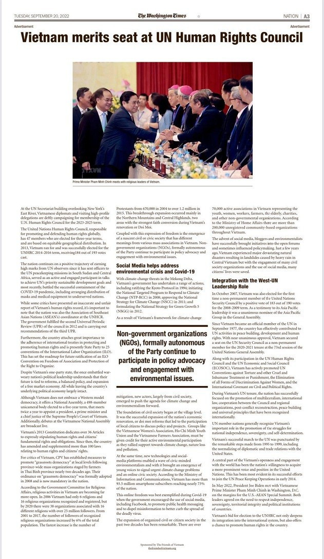 Le Vietnam mérite "un siège" au Conseil des droits de l'homme de l'ONU ảnh 1 Le Vietnam mérite "un siège" au Conseil des droits de l'homme de l'ONU ảnh 1