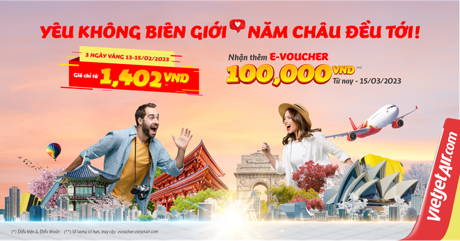 Vietjet propose des billets promotionnels à partir de 1.402 dôngs pour la Saint-Valentin ảnh 1