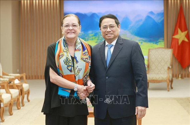 Le PM Pham Minh Chinh reçoit la ministre des AE salvadorienne ảnh 1 Le PM Pham Minh Chinh reçoit la ministre des AE salvadorienne ảnh 1