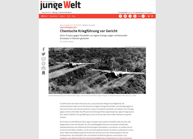 Les médias européens couvrent le procès historique de l’agent orange intenté par Trân Tô Nga ảnh 1 Les médias européens couvrent le procès historique de l’agent orange intenté par Trân Tô Nga ảnh 1