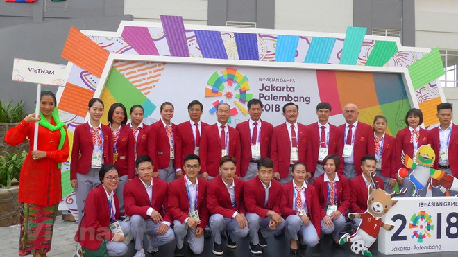 Cérémonie de lever du drapeau du Vietnam aux ASIAD 18 ảnh 1 Cérémonie de lever du drapeau du Vietnam aux ASIAD 18 ảnh 1