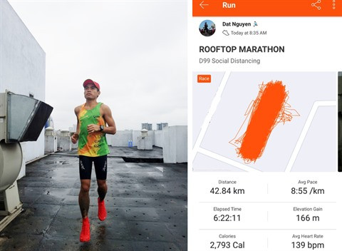 Il court un marathon sur… le toit de son immeuble ảnh 1 Il court un marathon sur… le toit de son immeuble ảnh 1