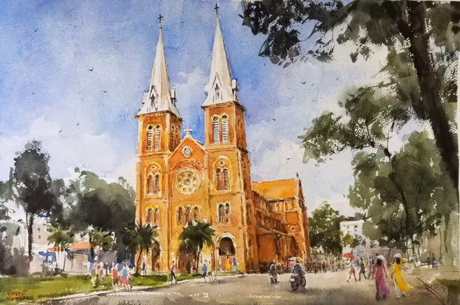 Exposition de peintures d’un Français d’origine vietnamienne ảnh 1