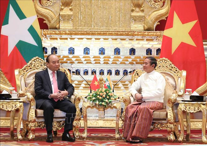 Entrevue entre le Premier ministre vietnamien et le président birman ảnh 1 Entrevue entre le Premier ministre vietnamien et le président birman ảnh 1
