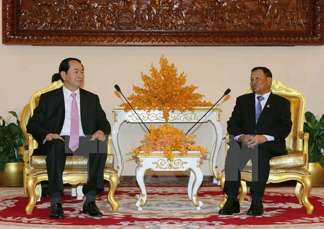 Le président du Vietnam rencontre des dirigeants cambodgiens ảnh 1 Le président du Vietnam rencontre des dirigeants cambodgiens ảnh 1