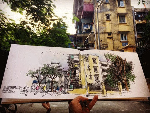 Ces dessinateurs urbains qui préservent les mémoires de Hanoi ảnh 3 Ces dessinateurs urbains qui préservent les mémoires de Hanoi ảnh 3