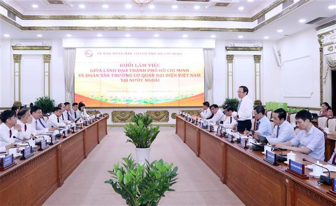 Des dirigeants de Hô Chi Minh-Ville rencontrent les chefs des organes de représentation du Vietnam à l'étranger ảnh 1 Des dirigeants de Hô Chi Minh-Ville rencontrent les chefs des organes de représentation du Vietnam à l'étranger ảnh 1