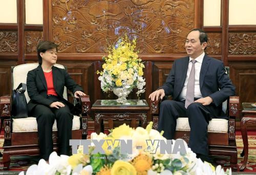 Le président Tran Dai Quang reçoit l’ambassadrice de Singapour au Vietnam ảnh 1 Le président Tran Dai Quang reçoit l’ambassadrice de Singapour au Vietnam ảnh 1