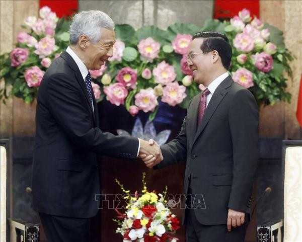 Le président Vo Van Thuong rencontre le Premier ministre singapourien ảnh 2 Le président Vo Van Thuong rencontre le Premier ministre singapourien ảnh 2