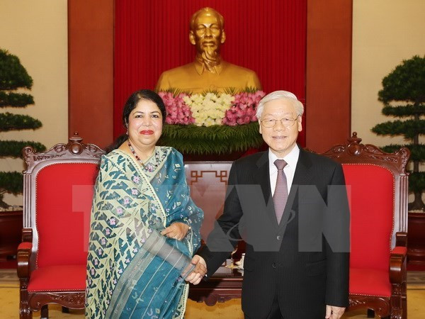 Le secrétaire général du PCV reçoit la présidente du Parlement bangladais ảnh 1 Le secrétaire général du PCV reçoit la présidente du Parlement bangladais ảnh 1