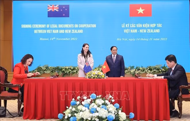 Vietnam-Nouvelle-Zélande: les PM assistent à la signature de documents de coopération ảnh 1
