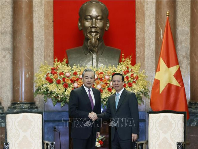 Le président Vo Van Thuong reçoit le ministre chinois des Affaires étrangères ảnh 1 Le président Vo Van Thuong reçoit le ministre chinois des Affaires étrangères ảnh 1