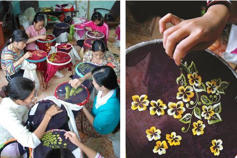 La broderie, une peinture à l’aiguille préservée au village de Quât Dông ảnh 1 La broderie, une peinture à l’aiguille préservée au village de Quât Dông ảnh 1