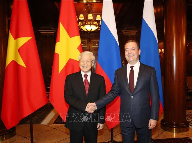 Entrevue entre le leader du PCV et le Premier ministre russe ảnh 1 Entrevue entre le leader du PCV et le Premier ministre russe ảnh 1