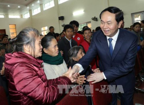 Le président Tran Dai Quang formule ses vœux du Tet à Nghe An ảnh 1 Le président Tran Dai Quang formule ses vœux du Tet à Nghe An ảnh 1