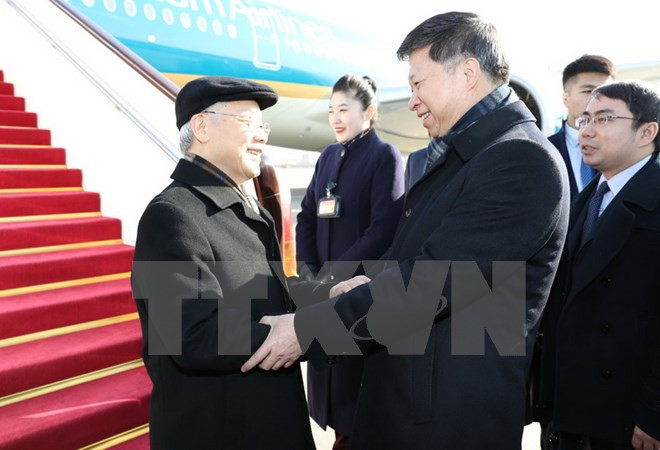 Le secrétaire général du PCV Nguyen Phu Trong en visite officielle en Chine ảnh 1 Le secrétaire général du PCV Nguyen Phu Trong en visite officielle en Chine ảnh 1
