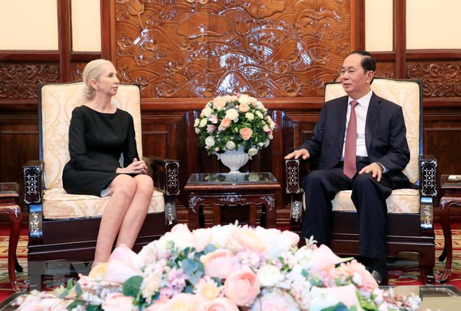 Le président Tran Dai Quang reçoit l’ambassadrice de Norvège ảnh 1 Le président Tran Dai Quang reçoit l’ambassadrice de Norvège ảnh 1