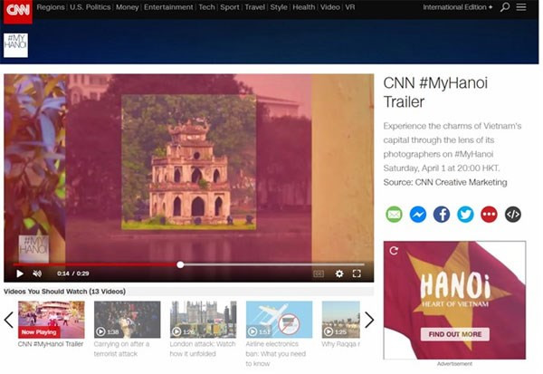 CNN présente la bande-annonce du programme "Mon Hanoi" ảnh 1 CNN présente la bande-annonce du programme "Mon Hanoi" ảnh 1