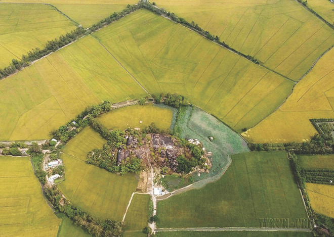 Vue aérienne de rizières dans le district de Thoai Son, province d'An Giang (Sud). Photo : VNA/CVN