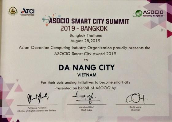 Da Nang reçoit le prix ASOCIO Smart City 2019 ảnh 2 Da Nang reçoit le prix ASOCIO Smart City 2019 ảnh 2
