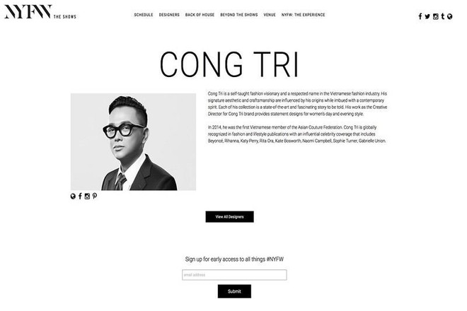 Le styliste Công Tri fera son retour à la New York Fashion Week 2019 ảnh 1 Le styliste Công Tri fera son retour à la New York Fashion Week 2019 ảnh 1