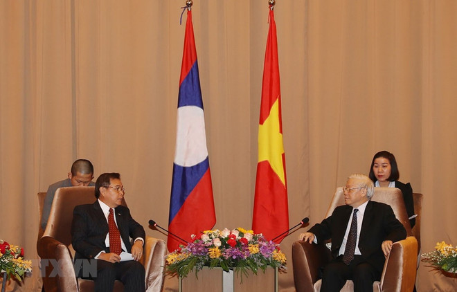 Le dirigeant Nguyên Phu Trong reçoit le président du Front d’édification nationale du Laos ảnh 1 Le dirigeant Nguyên Phu Trong reçoit le président du Front d’édification nationale du Laos ảnh 1