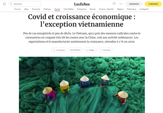 Les Échos salue le succès du Vietnam dans la lutte contre le Covid-19 ảnh 1 Les Échos salue le succès du Vietnam dans la lutte contre le Covid-19 ảnh 1
