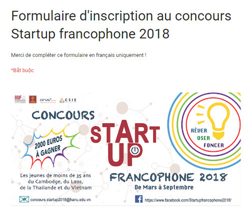 Lancement du concours « Start-up 2018 » pour les jeunes en Asie du Sud-Est ảnh 1 Lancement du concours « Start-up 2018 » pour les jeunes en Asie du Sud-Est ảnh 1