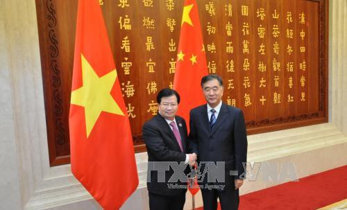 Entrevue entre les vice-PM Trinh Dinh Dung et Wang Yang ảnh 1 Entrevue entre les vice-PM Trinh Dinh Dung et Wang Yang ảnh 1