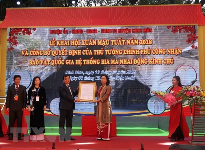 Les inscriptions gravées sur une falaise reconnues comme trésor national ảnh 1