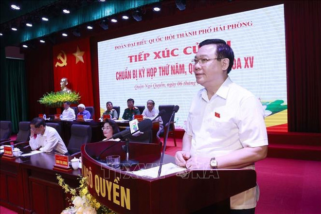 Hai Phong: le président de l'AN rencontre des électeurs de l'arrondissement de Ngo Quyen ảnh 1 Hai Phong: le président de l'AN rencontre des électeurs de l'arrondissement de Ngo Quyen ảnh 1