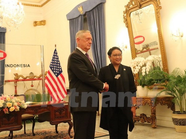 Le secrétaire d'Etat américain à la Défense rencontre le ministre indonésien des AE ảnh 1 Le secrétaire d'Etat américain à la Défense rencontre le ministre indonésien des AE ảnh 1