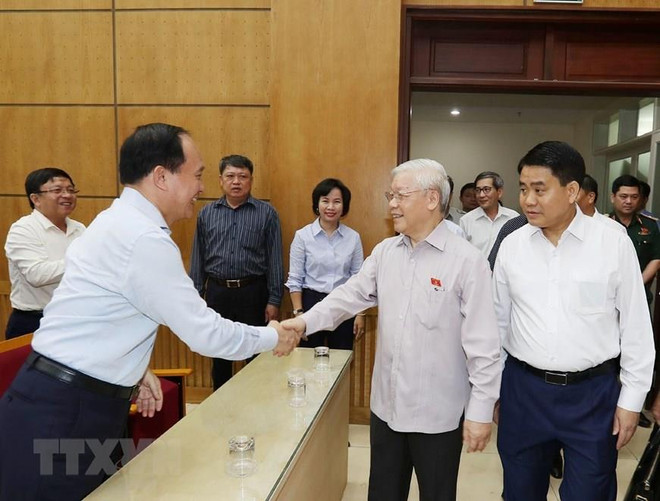 Le secrétaire général et président Nguyen Phu Trong à la rencontre des électeurs de Hanoï ảnh 1 Le secrétaire général et président Nguyen Phu Trong à la rencontre des électeurs de Hanoï ảnh 1