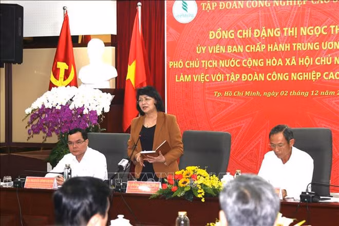 Dang Thi Ngoc Thinh rencontre la direction du groupe du caoutchouc du Vietnam ảnh 1