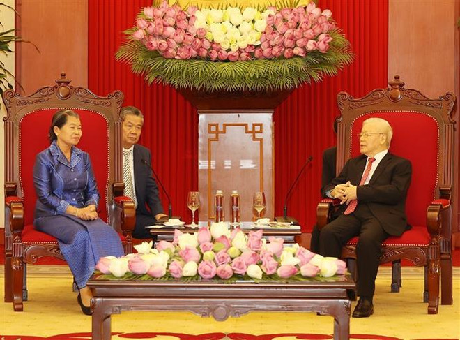 Le secrétaire général du Parti reçoit la vice-Première ministre cambodgienne ảnh 1 Le secrétaire général du Parti reçoit la vice-Première ministre cambodgienne ảnh 1