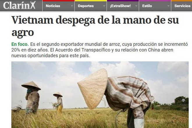 Le journal argentin Clarin salue les acquis agricoles du Vietnam ảnh 1 Le journal argentin Clarin salue les acquis agricoles du Vietnam ảnh 1