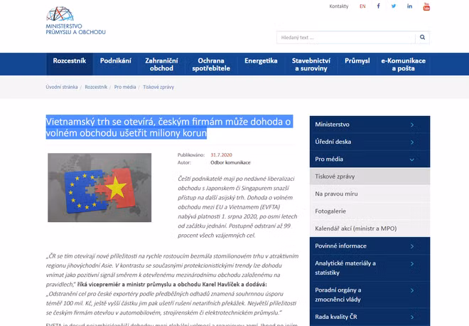 L’EVFTA ouvre aux entreprises tchèques des opportunités au Vietnam ảnh 1 L’EVFTA ouvre aux entreprises tchèques des opportunités au Vietnam ảnh 1