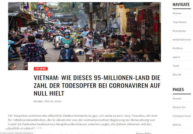 COVID-19 : un média allemand analyse les succès du Vietnam ảnh 1 COVID-19 : un média allemand analyse les succès du Vietnam ảnh 1