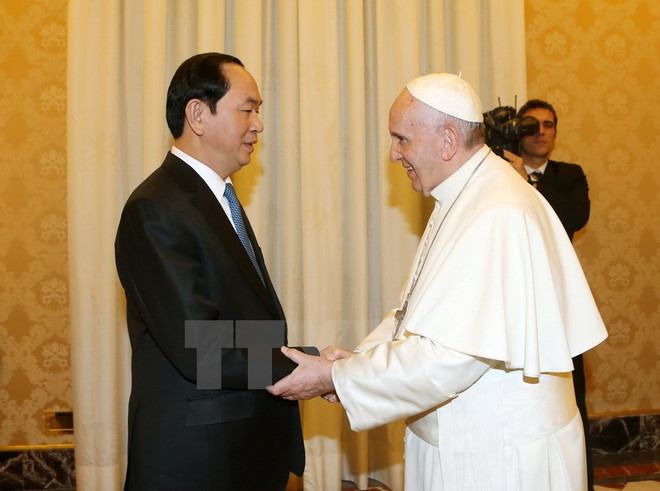 Tran Dai Quang rencontre le pape François ảnh 1 Tran Dai Quang rencontre le pape François ảnh 1