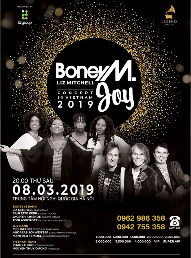Les groupes Boney M et Joy se produiront à Hanoi en mars prochain ảnh 1 Les groupes Boney M et Joy se produiront à Hanoi en mars prochain ảnh 1