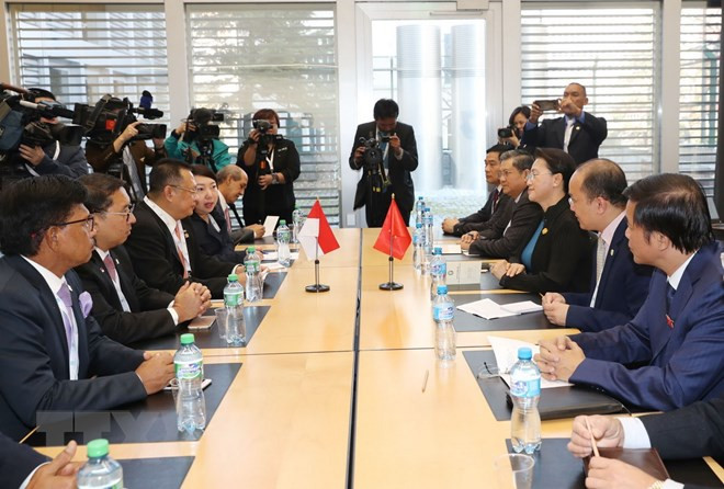 La présidente de l'AN rencontre son homologue indonésien à Genève ảnh 1