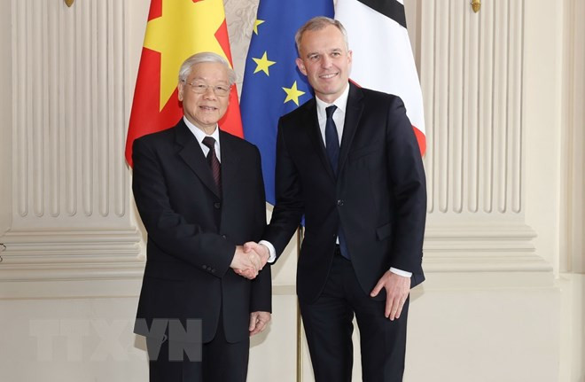 Entrevue entre le SG du PCV Nguyên Phu Trong et le président de l'AN François de Rugy ảnh 1 Entrevue entre le SG du PCV Nguyên Phu Trong et le président de l'AN François de Rugy ảnh 1