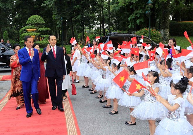 Les présidents vietnamien et indonésien rencontrent le milieu de presse ảnh 1 Les présidents vietnamien et indonésien rencontrent le milieu de presse ảnh 1