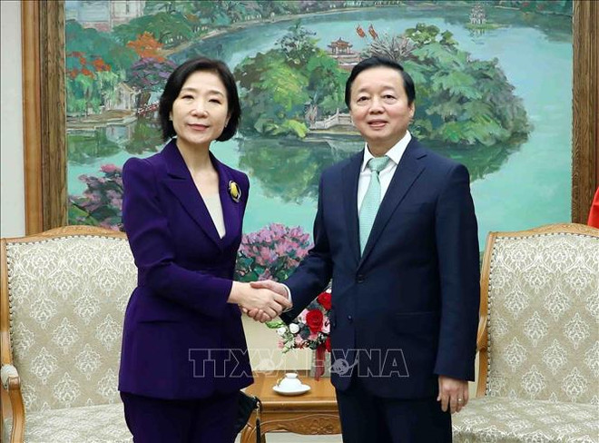 Le vice-PM Trân Hông Ha reçoit l'ambassadrice de République de Corée au Vietnam ảnh 1 Le vice-PM Trân Hông Ha reçoit l'ambassadrice de République de Corée au Vietnam ảnh 1