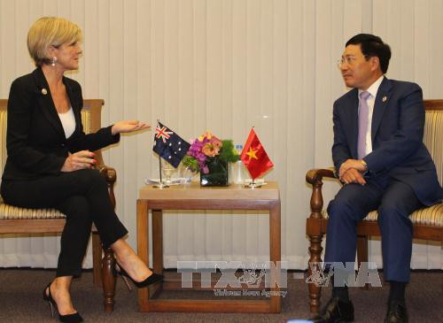 AMM-50 : rencontre entre le chef de la diplomatie vietnamienne et ses homologues ảnh 2 AMM-50 : rencontre entre le chef de la diplomatie vietnamienne et ses homologues ảnh 2
