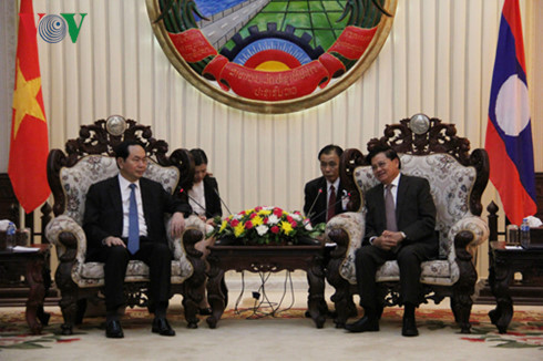 Le président Trân Dai Quang rencontre le PM et la présidente de l'AN du Laos ảnh 1 Le président Trân Dai Quang rencontre le PM et la présidente de l'AN du Laos ảnh 1